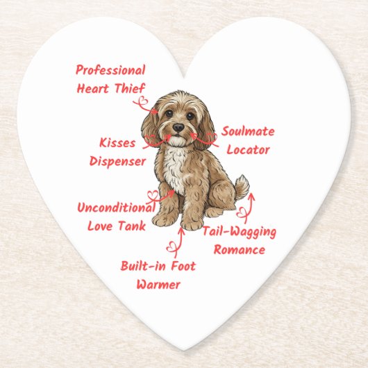 Funny Cockapoo Anatomy - Unique Valentine Gift Kartonnen Onderzetters (Voorkant)