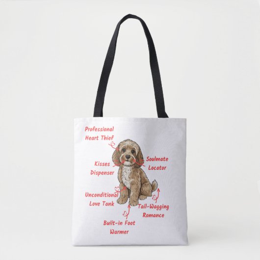Funny Cockapoo Anatomy - Unique Valentine Gift Tote Bag (Voorkant)