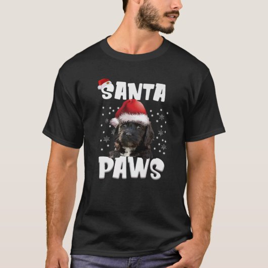 Funny Cockapoo Christmas Lights Tree Hondenliefheb T-shirt (Voorkant)