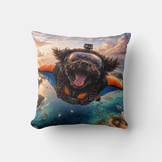 Funny Cockapoo Gift | Flying Dog Cushion Kussen (Voorkant)