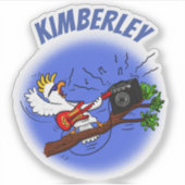 Funny cockatoo bird rock guitar player cartoon sticker (Voorkant)