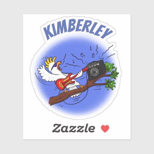 Funny cockatoo bird rock guitar player cartoon sticker (Vel)