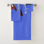 Funny cockatoo speelt rockgitaar cartoon bad handdoek (Insitu)