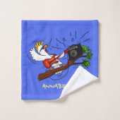 Funny cockatoo speelt rockgitaar cartoon bad handdoek (Wasdoekje)