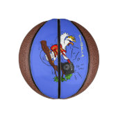 Funny cockatoo speelt rockgitaar cartoon basketbal (Verticaal)