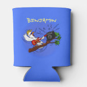 Funny cockatoo speelt rockgitaar cartoon blikjeskoeler (Achterkant)