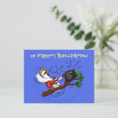 Funny cockatoo speelt rockgitaar cartoon briefkaart (Staand voorkant)