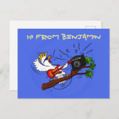 Funny cockatoo speelt rockgitaar cartoon briefkaart (Voorkant / Achterkant)