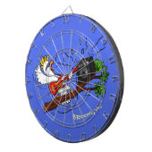 Funny cockatoo speelt rockgitaar cartoon dartbord (Voorkant Rechts)