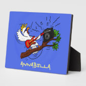 Funny cockatoo speelt rockgitaar cartoon fotoplaat (Zijkant)
