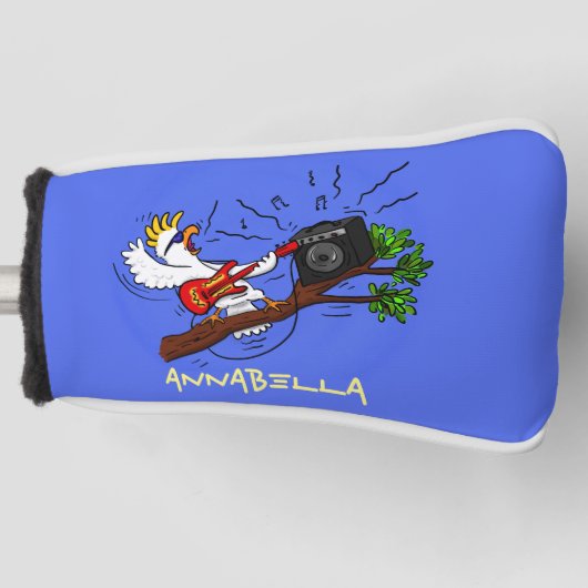Funny cockatoo speelt rockgitaar cartoon golfheadcover (Voorkant)