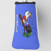 Funny cockatoo speelt rockgitaar cartoon golfheadcover (Draai 90)
