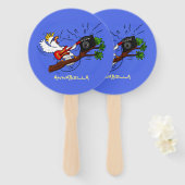 Funny cockatoo speelt rockgitaar cartoon handwaaier (Voorkant en achterkant)