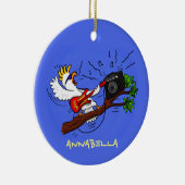 Funny cockatoo speelt rockgitaar cartoon keramisch ornament (Rechts)