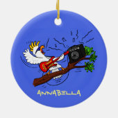 Funny cockatoo speelt rockgitaar cartoon keramisch ornament (Achterkant)