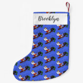 Funny cockatoo speelt rockgitaar cartoon kleine kerstsok (Achterkant)