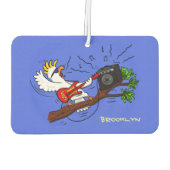 Funny cockatoo speelt rockgitaar cartoon luchtverfrisser (Achterkant)