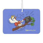 Funny cockatoo speelt rockgitaar cartoon luchtverfrisser (Voorkant)