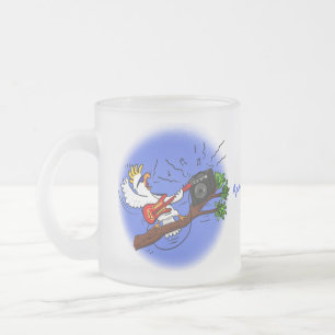 Funny cockatoo speelt rockgitaar cartoon matglas koffiemok