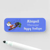 Funny cockatoo speelt rockgitaar cartoon naamplaatje (In situ)