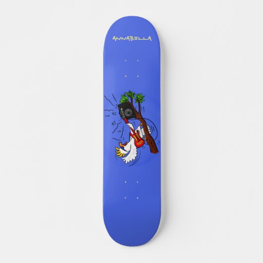 Funny cockatoo speelt rockgitaar cartoon persoonlijk skateboard (Voorkant)