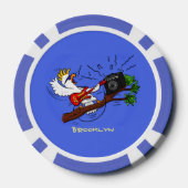 Funny cockatoo speelt rockgitaar cartoon poker chips (Achterkant)