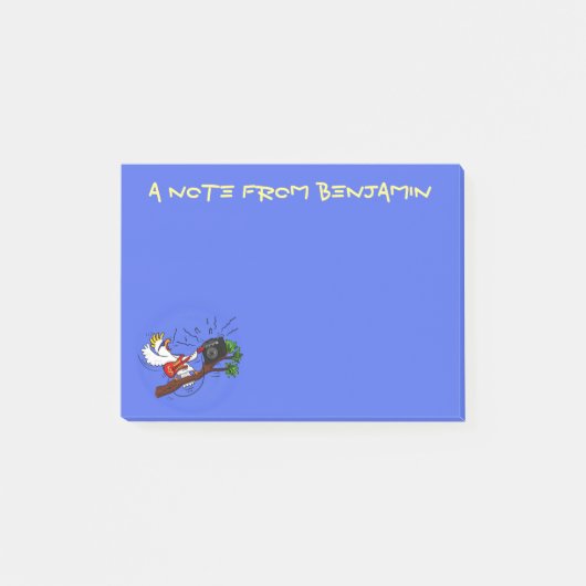 Funny cockatoo speelt rockgitaar cartoon post-it® notes (Voorkant)