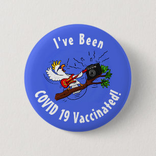 Funny cockatoo speelt rockgitaar cartoon ronde button 5,7 cm