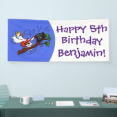 Funny cockatoo speelt rockgitaar cartoon spandoek (Beurs)