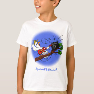 Funny cockatoo speelt rockgitaar cartoon t-shirt