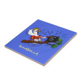 Funny cockatoo speelt rockgitaar cartoon tegeltje (Zijkant)