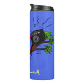 Funny cockatoo speelt rockgitaar cartoon thermosbeker (Geroteerd rechts)