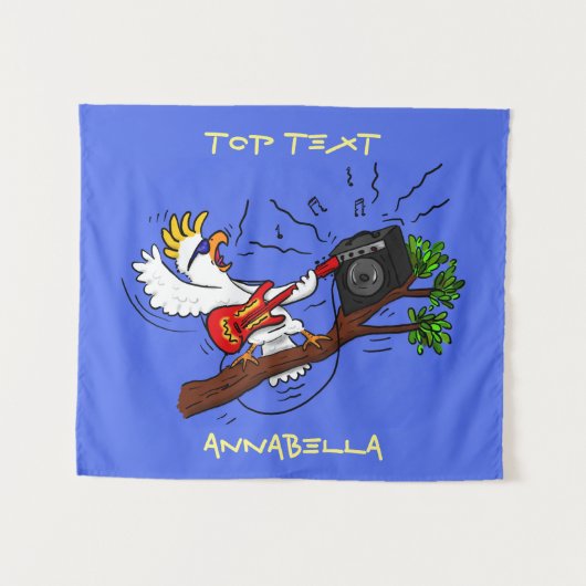 Funny cockatoo speelt rockgitaar cartoon wandkleed (Voorkant (horizontaal))