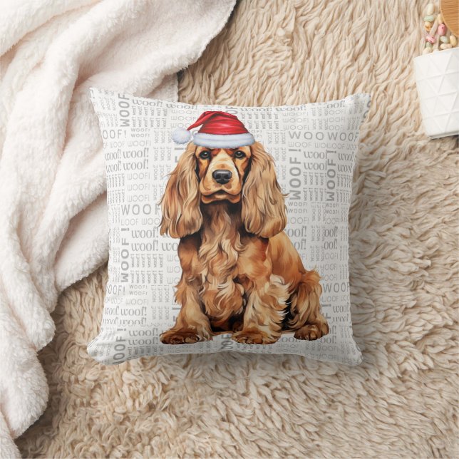 Funny Cocker Spaniel Dog Waterverf Christmas Kussen (Deken)