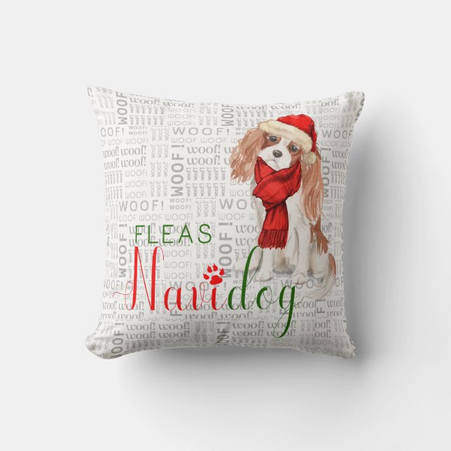 Funny Cocker Spaniel Dog Waterverf Christmas Kussen (Voorkant)