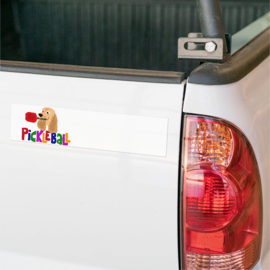 Funny Cocker Spaniel met Pickleball Paddle Bumpersticker (Op Truck)
