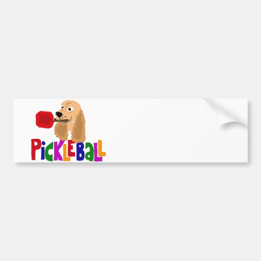 Funny Cocker Spaniel met Pickleball Paddle Bumpersticker (Voorkant)