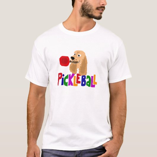 Funny Cocker Spaniel met Pickleball Paddle T-shirt (Voorkant)