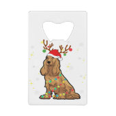 Funny Cocker Spaniel Reindeer Kersthond Creditkaart Flessenopener (Voorkant)