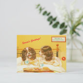 Funny Cocker Spaniels in Bed  Holiday copy Briefkaart (Staand voorkant)