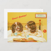 Funny Cocker Spaniels in Bed  Holiday copy Briefkaart (Voorkant / Achterkant)