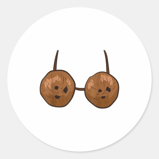 Funny Coconut Summer Coconuts Bra Funny Halloween Ronde Sticker (Voorkant)