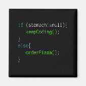 Funny Code Order Pizza T-shirt voor programmering Magneet (Voorkant)