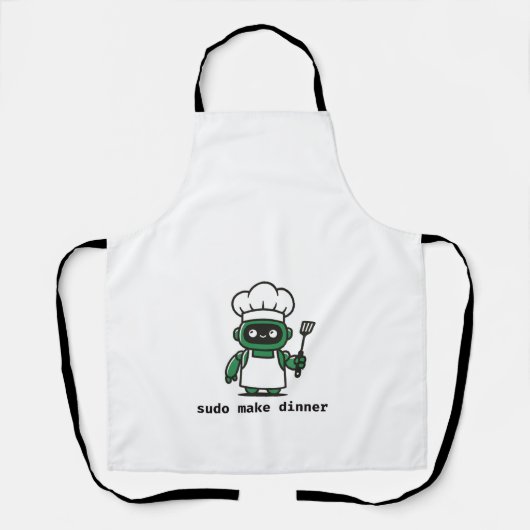 Funny Coder Apron — sudo make dinner Schort (Voorkant)