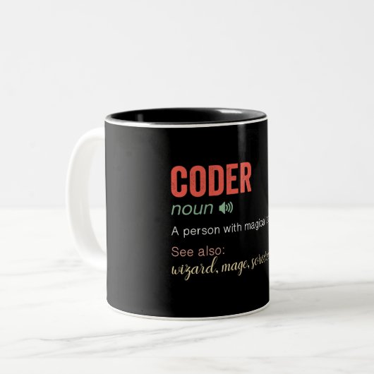 Funny Coder Definition Two-Tone Coffee Mok (Voorkant links)