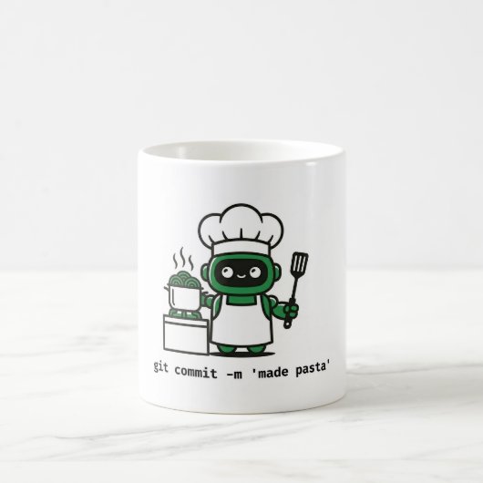 Funny Coder Mug — git commit made pasta Koffiemok (Center)