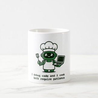 Funny Coder Mug — I Debug Code and I Cook Koffiemok