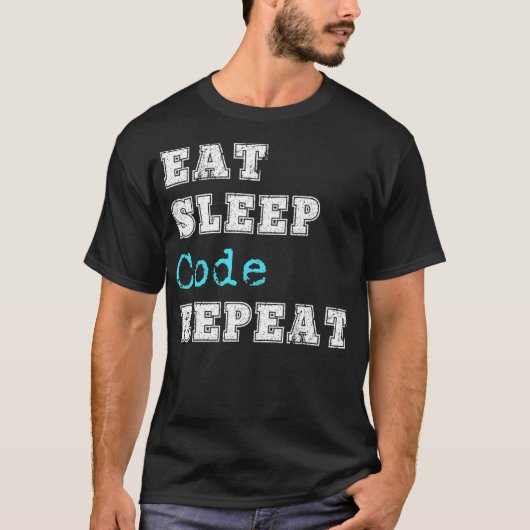 Funny Coding Code Eat Sleep Repo Coder Software T-shirt (Voorkant)