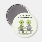 Funny Coffee and Aliens Magneet (Voorkant / Achterkant)