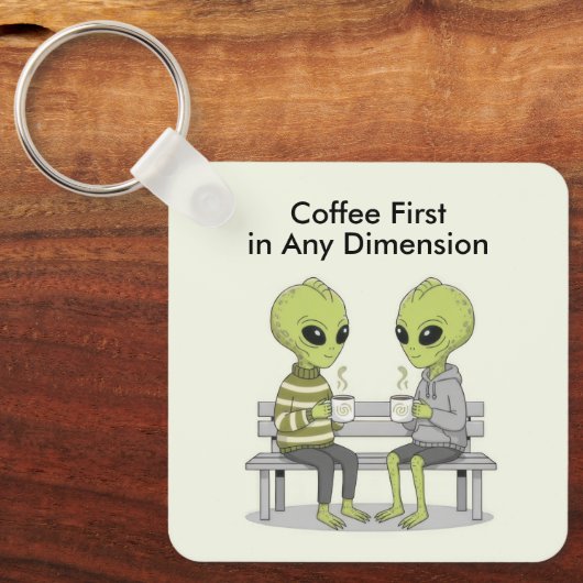 Funny Coffee and Aliens Sleutelhanger (Voorkant)